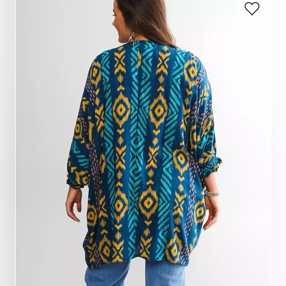 Ariat Ella Kimono Open 3/4 Sleeve Western/Aztec Pattern Size L/XL - Picture 3 of 14
